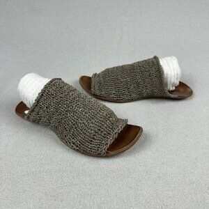Cydwoq Vintage Asia Sandal Taupe Gray Woven Leather Slide USA Made Size 39 US 9